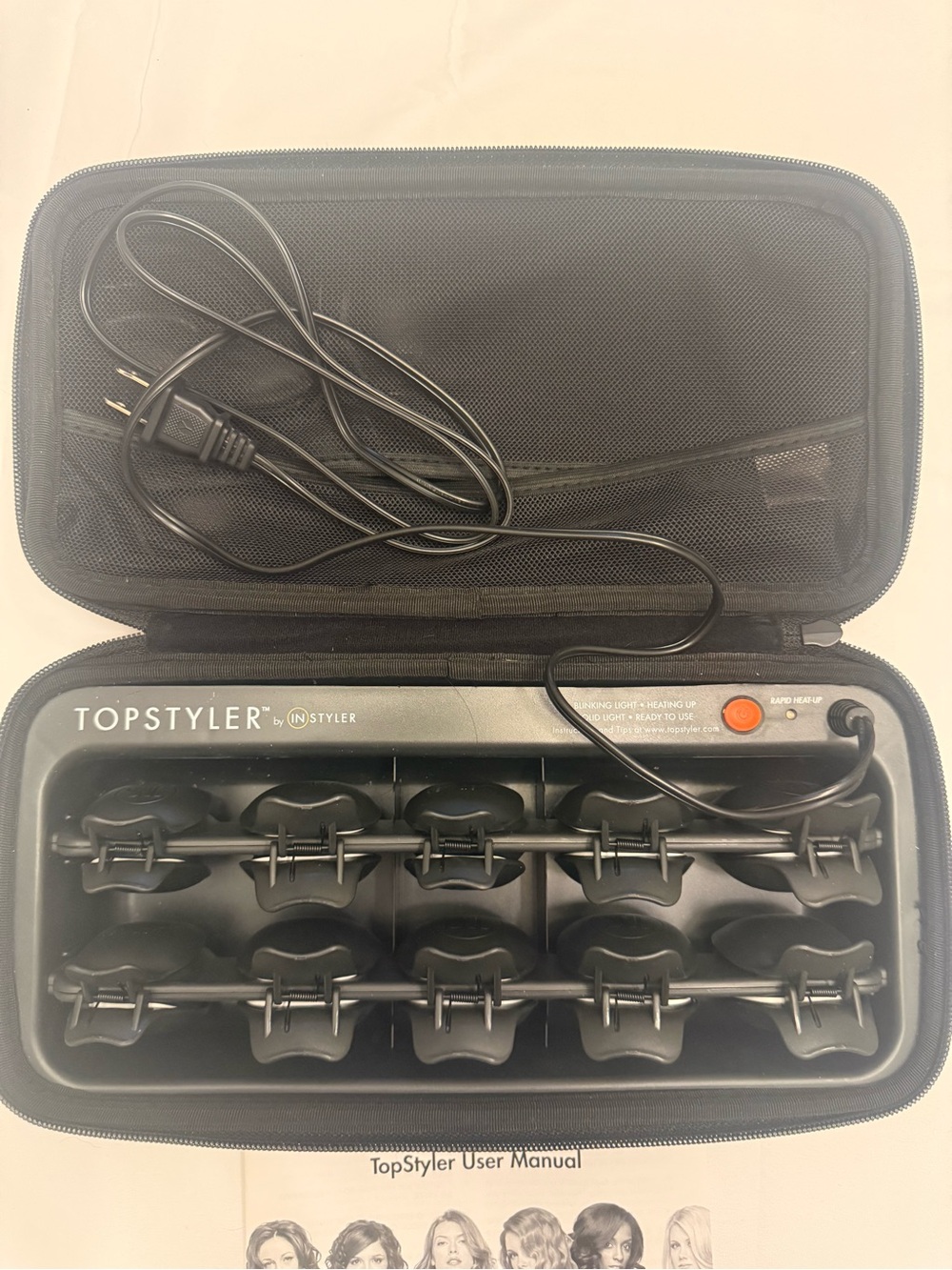 TopStyler Black Electric Hair Rollers with Travel Case